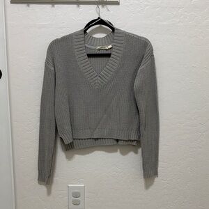 Elegant Gray V-Neck Sweater